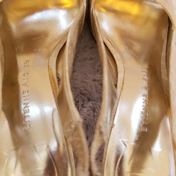 ETIENNE AIGNER GOLD & BEIGE STRAPPY HEEL SIZE 8 - Picture 5 of 7